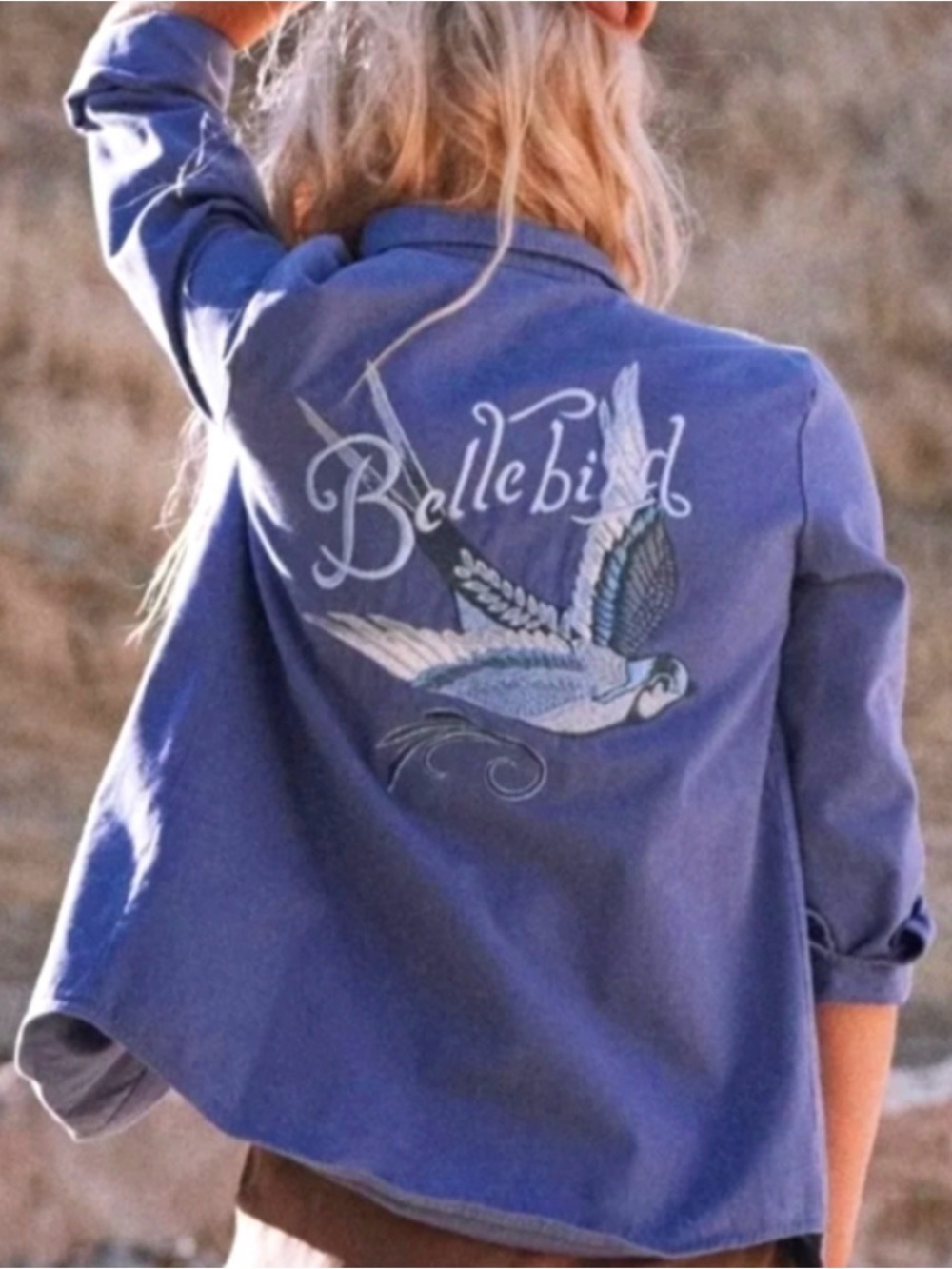 SPELL Blue Belle chambray embroidered jacket - size M NWT